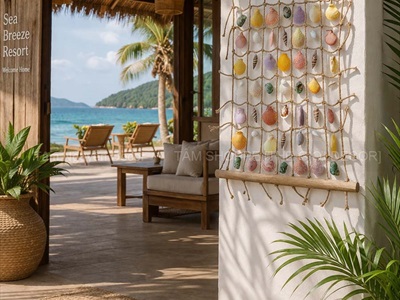 Lưới dây thừng sò ốc Việt Nam thủ công [3 Size - Sò ốc thật] Rộng 30-40-50cm PKT-BIEN-06